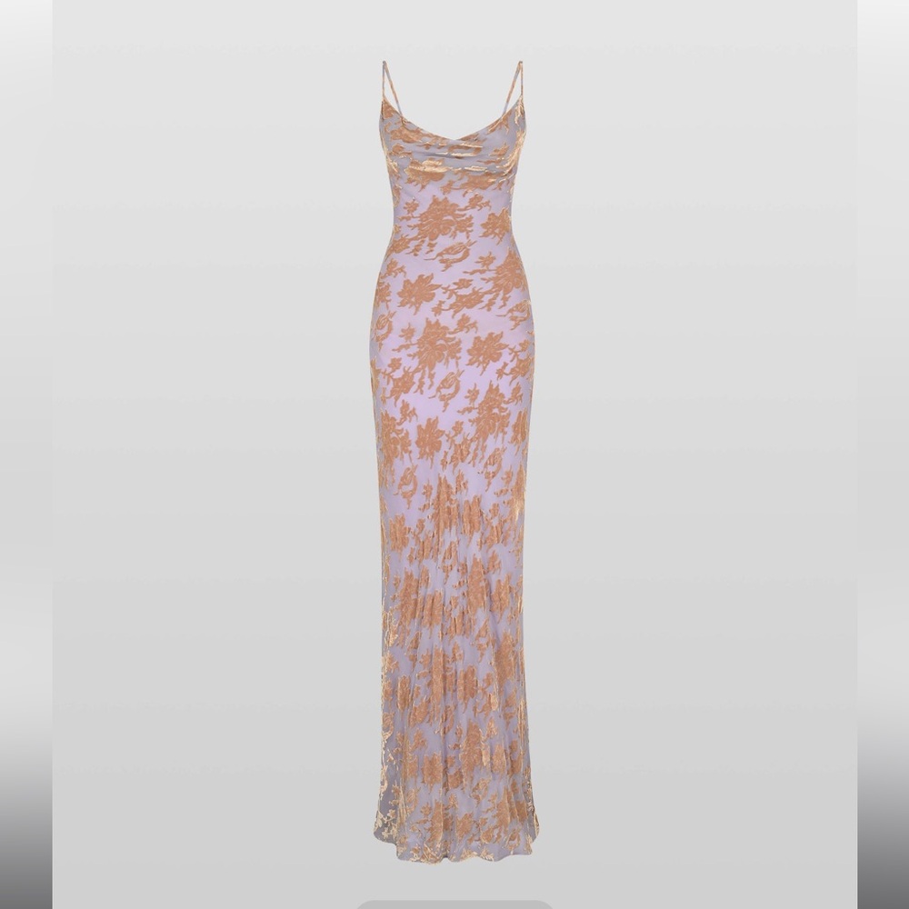 Rat and Boa Elegant Floral Lace Evening Gown